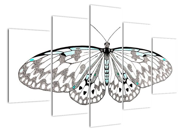 Čiernobiely motýľ (Obraz 150x105cm)