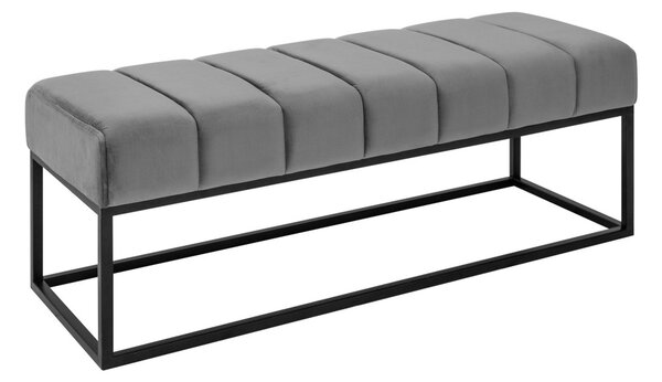 Dizajnová lavica Halle 110 cm zamat - striebornosivá