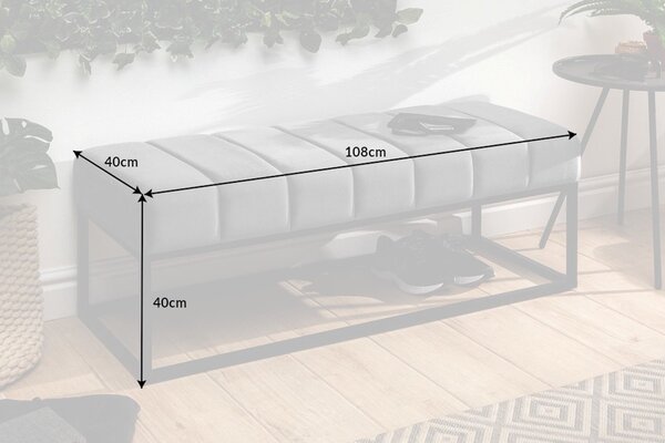 Dizajnová lavica Halle 110 cm zamat - striebornosivá