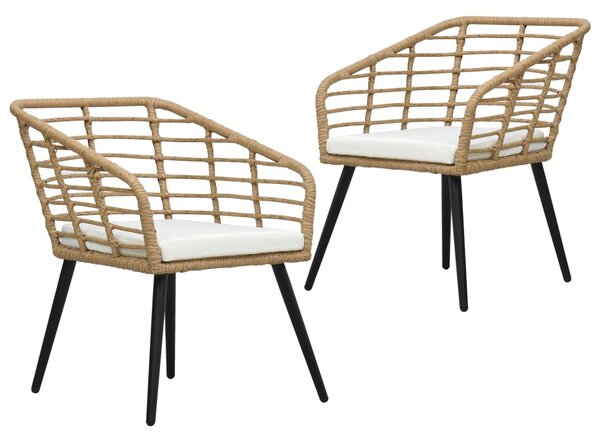 Záhradné stoličky s podložkami 2 ks, polyratan, dubová farba
