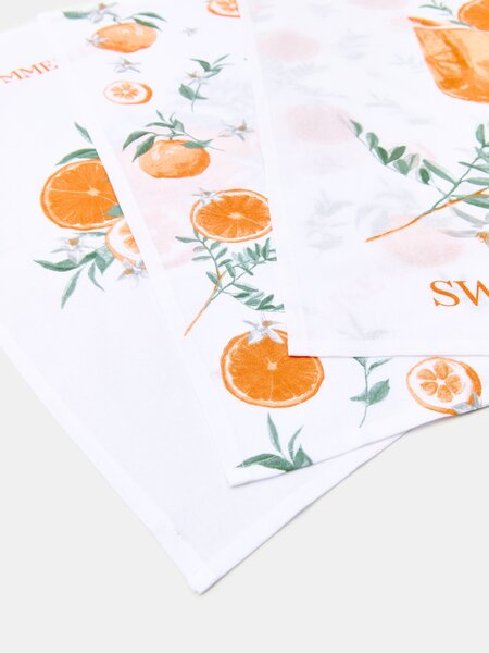Sinsay - Sada kuchynských utierok s motívom pomarančov 3 pack - oranžová