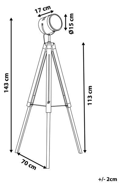 Stojaca lampa biela kovová 143 cm s tienidlom statívový stojan industriálny dizajn