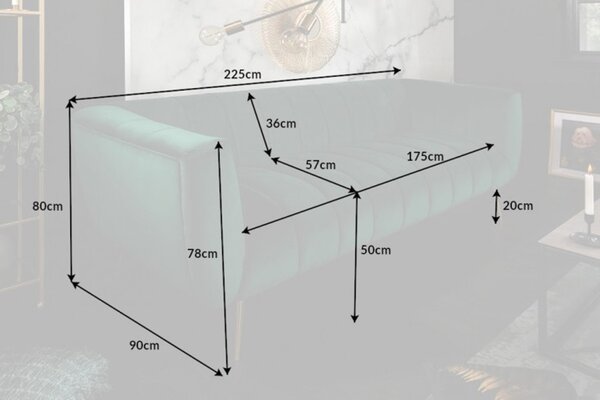 Dizajnová sedačka Nikolai 225 cm smaragdovozelená