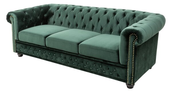 Dizajnová trojsedačka Chesterfield 205 cm zelená