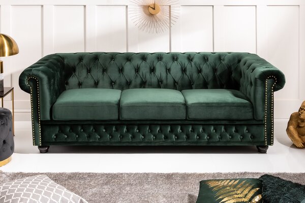 Dizajnová trojsedačka Chesterfield 205 cm zelená