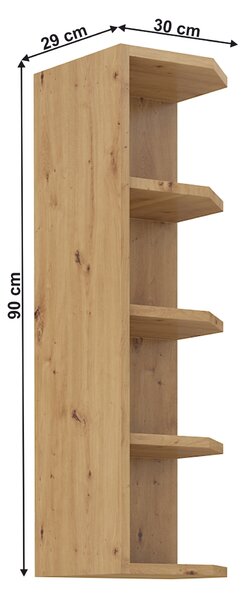 NovýNábytok.sk Horný kuchynský regál Lesana 2 (dub artisan) 30 G-90 ZAK . Vlastná spoľahlivá doprava až k Vám domov. 1063990