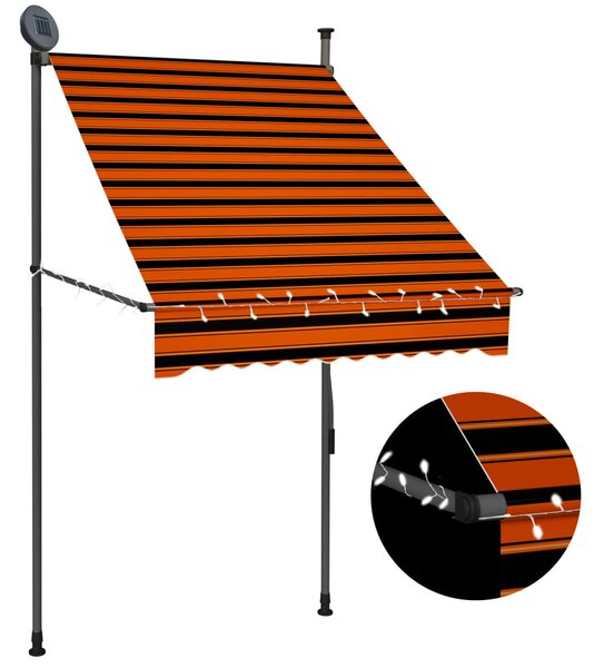 Ručne zaťahovacia markíza s LED 100 cm, oranžovo hnedá