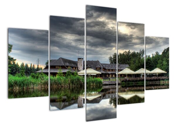 Dom pri jazere, obraz (Obraz 150x105cm)