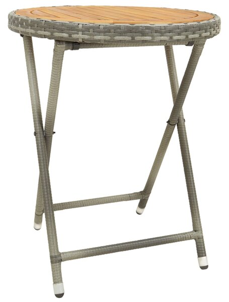 Čajový stolík, sivý 60 cm, polyratan, akáciový masív