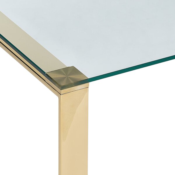 Konferenčný stolík priehľadná stolová doska zlaté nohy z nehrdzavejúcej ocele 50 x 40 cm glamour moderná obývačka spálňa chodba