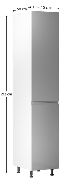 NovýNábytok.sk Potravinová kuchynská skrinka D40SP Aurellia (biela + sivý lesk) (P). Vlastná spoľahlivá doprava až k Vám domov. 1015816