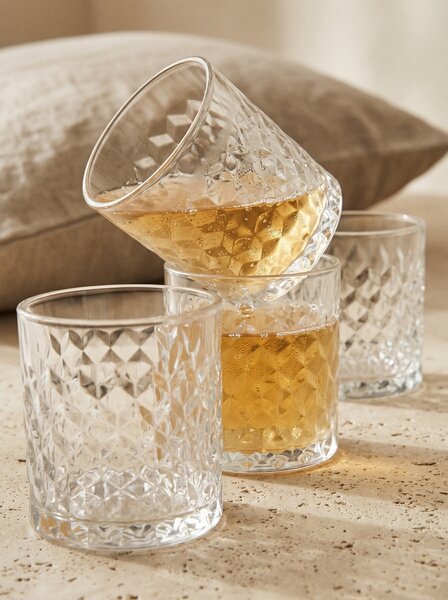 Sinsay - Súprava pohárov s reliéfnym vzorom 4 pack - clear