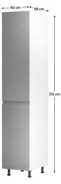 NovýNábytok.sk Potravinová kuchynská skrinka D40SP Aurellia (biela + sivý lesk) (L). Vlastná spoľahlivá doprava až k Vám domov. 1015817