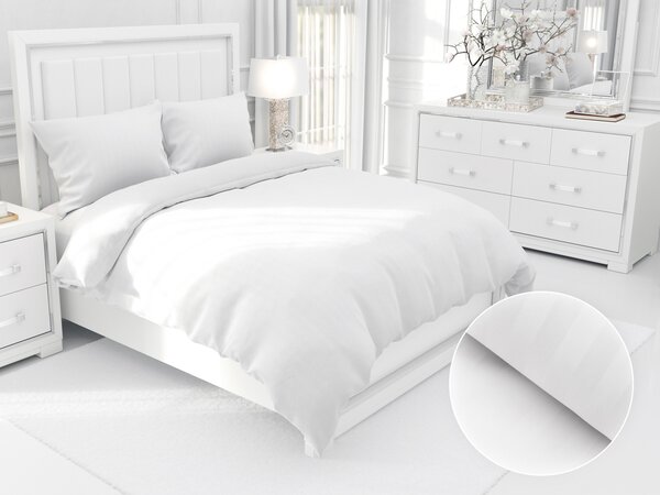 Biante Damaškové posteľné obliečky Atlas Grádl DM-006 Biele - pásiky 2 cm Jednolôžko 140x200 a 70x90 cm