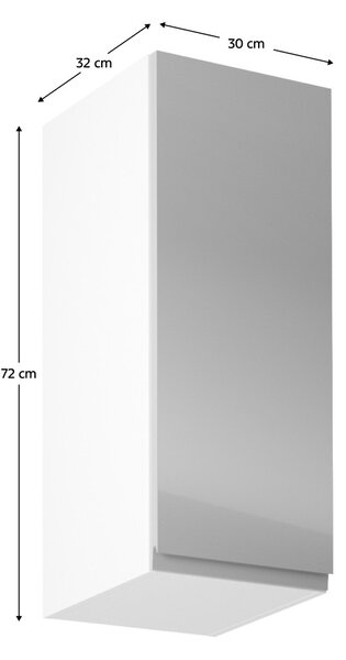 NovýNábytok.sk Horná kuchynská skrinka G30 Aurellia (biela + sivý lesk) (P). Vlastná spoľahlivá doprava až k Vám domov. 1015799