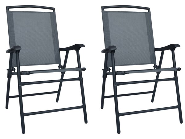 Skladacie záhradné stoličky 2 ks, textilén, sivé