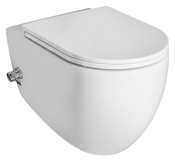 Isvea Isvea, INFINITY CLEANWASH závesná WC misa, integrovaná batéria a bidetová spŕška, Rimless, 36,5x53cm, biela, 10NFS9217I