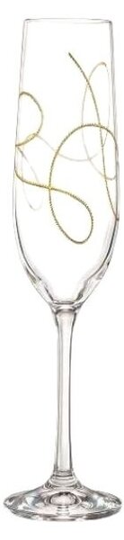 Bohemia Crystal Pohár na šampanské String 190ml - zlatá (set po 2 ks)