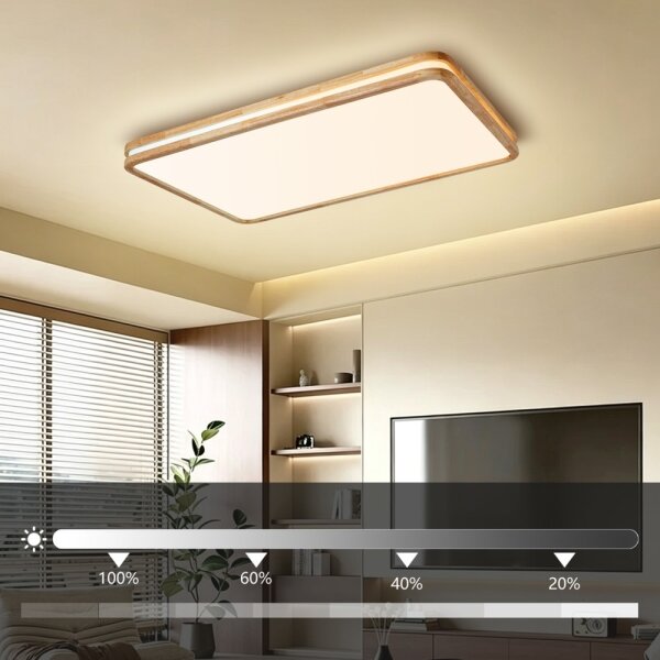 Brilagi - LED stmievateľné svietidlo MOLINA SQUARE LED/128W/230V dub 90x60 cm + diaľkové ovládanie