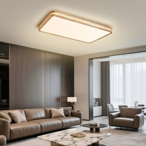 Brilagi - LED stmievateľné svietidlo MOLINA SQUARE LED/128W/230V dub 90x60 cm + diaľkové ovládanie