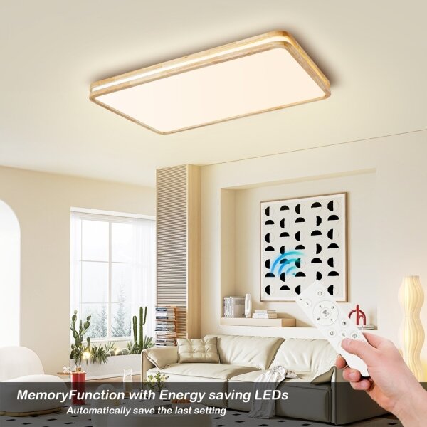 Brilagi - LED stmievateľné svietidlo MOLINA SQUARE LED/128W/230V dub 90x60 cm + diaľkové ovládanie