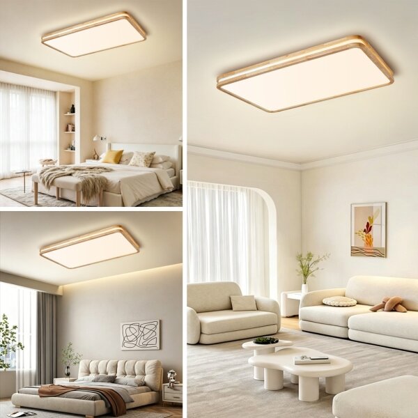 Brilagi - LED stmievateľné svietidlo MOLINA SQUARE LED/128W/230V dub 90x60 cm + diaľkové ovládanie