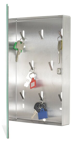 Skrinka na kľúče KEY GLASS, na 8 kľúčov, biela