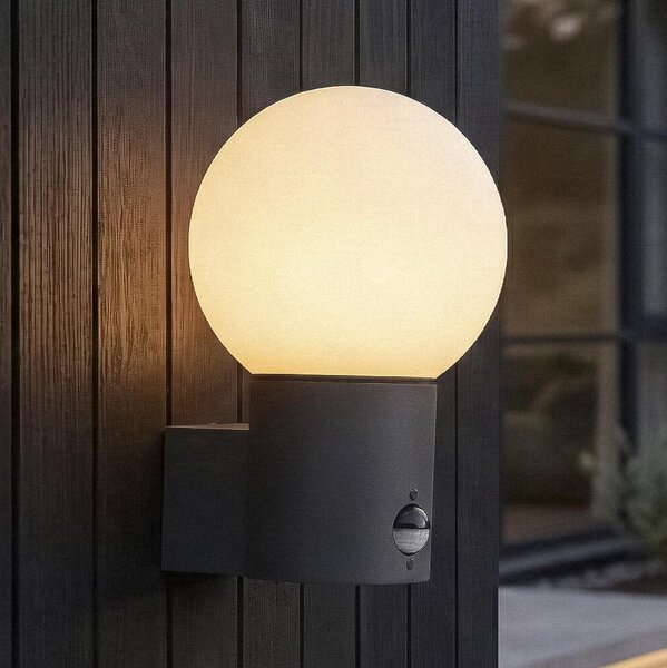 Kanlux 46081-Vonkajšie nástenné svietidlo so senzorom STONO 1xE27/15W/230V IP65 antracit