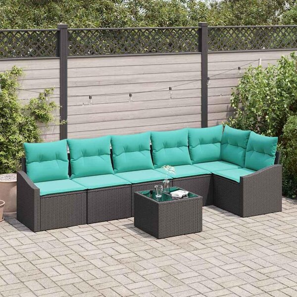 Maison Exclusive – Sedacia súprava, 7 kusov, čierna [syntetický materiál]: Polyratan