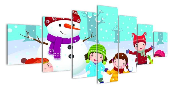 Obraz detí na snehu (Obraz 210x100cm)