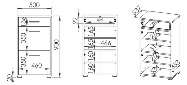 Úzky botník so zásuvkou Caro - dub sonoma