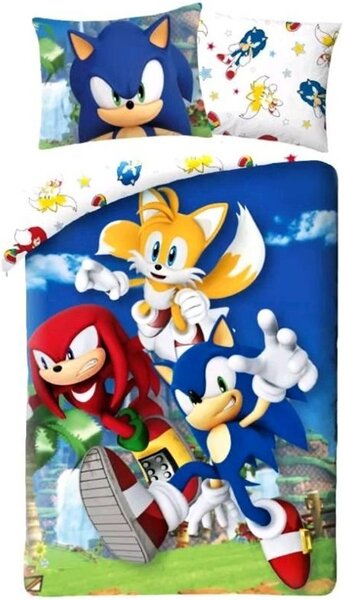 Posteľné obliečky Ježko Sonic - 100% bavlna - 70 x 90 cm + 140 x 200 cm