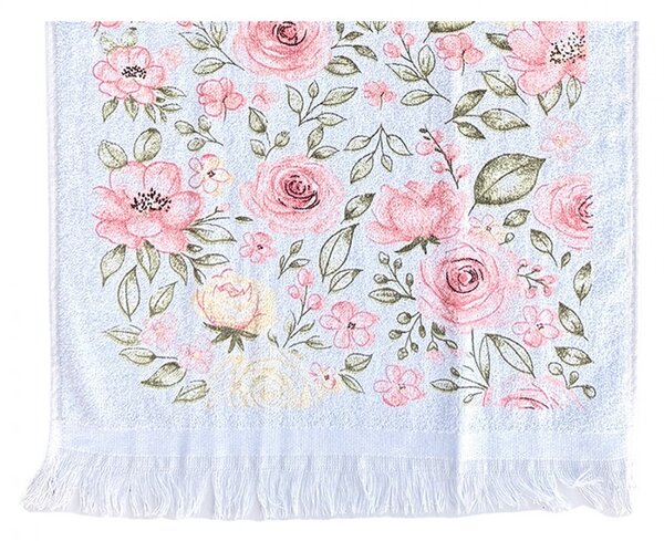 Kuchynský froté uterák s motívom kvetín - 40*66 cm - Clayre & Eef