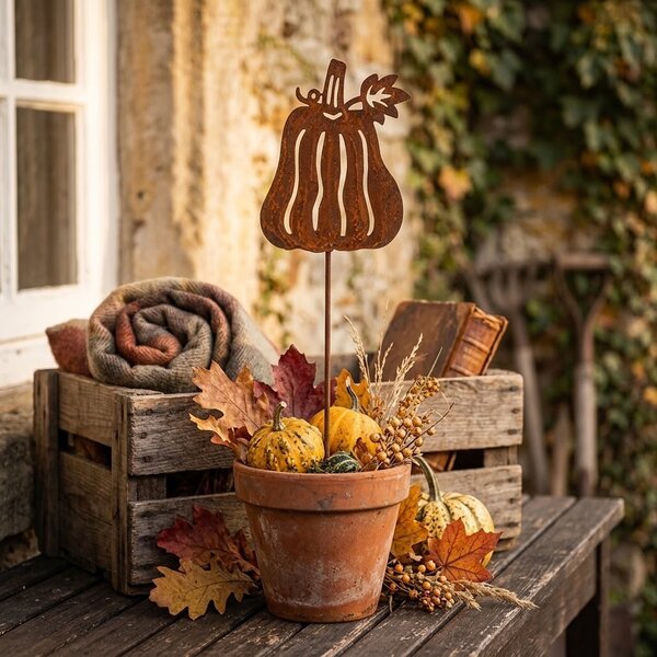 Rustikálny hrdzavý zápich tekvice - 7*1*40 cm - Clayre & Eef