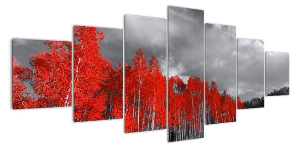Červený les - moderný obraz (Obraz 210x100cm)