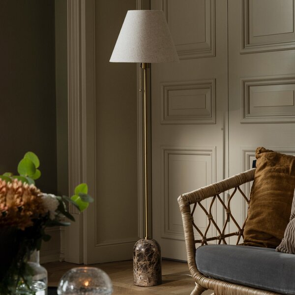 Stojacie Lampa Globen Lighting, Gino, Béžová, Obývacia izba, Tkanina / Textil, Dizajnový