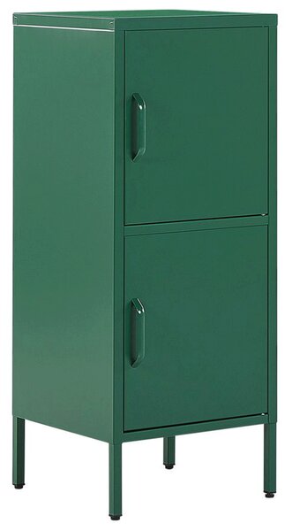 Vysoká skrinka zelená oceľ 40 x 40 x 102 cm s 2 dverami 4 úložné priehradky 2 úchyty kancelária obývačka spálňa kúpeľňa hala chodba