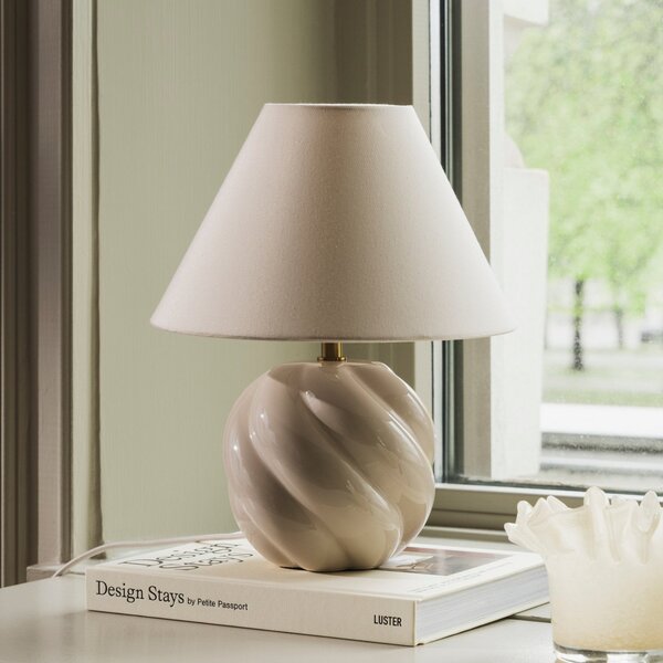 Stolové Lampa Globen Lighting, DAHLIA, Béžová, Obývacia izba, Tkanina / Textil