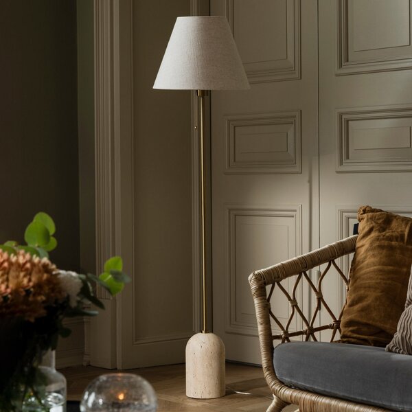 Stojacie Lampa Globen Lighting, Gino, Béžová, Obývacia izba, Tkanina / Textil, Dizajnový