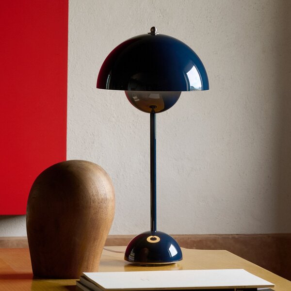 Stolové Lampa &Tradition, Flowerpot VP3, Modrá, Obývacia izba, Kov, Dizajnový