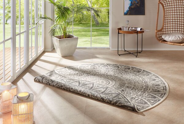 MK Original: Produkty s rodokmenem , Kusový koberec Mojkoberec Original Nora 104160 Grey Creme kruh – na von aj na doma, 140x140 (priemer) kruh, šedá, chodba / predsieň