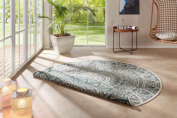 MK Original: Produkty s rodokmenem , Kusový koberec Mojkoberec Original Nora 104163 Green Creme kruh – na von aj na doma, 100x100 (priemer) kruh, zelená, chodba / predsieň