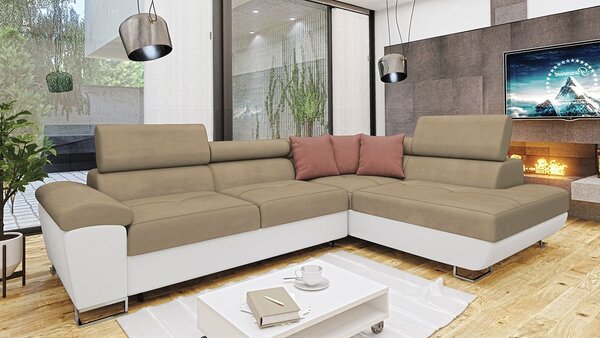 Mirjan24 Rohová sedačka Alvin, Dostupné poťahy: ekokoža Soft 017 + Uttario Velvet 2979 + Uttario Velvet 2955, Strana: pravá 5903211145971