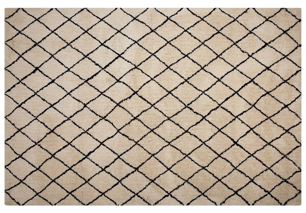 Koberec béžová a čierna polyester 160 x 230 cm geometrický vzor moderný štýl obývačka spálňa