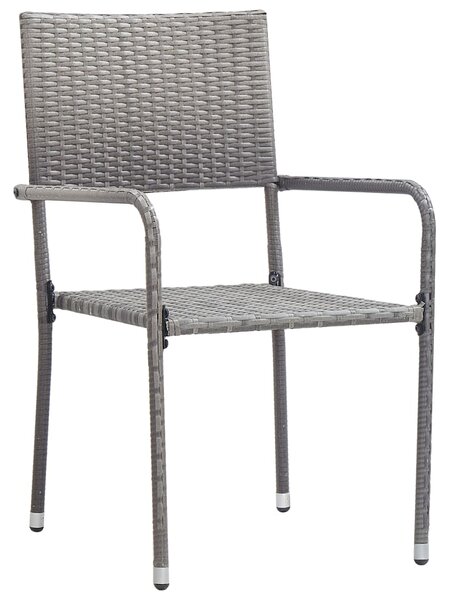 Vonkajšie jedálenské stoličky 2 ks, sivé, polyratan