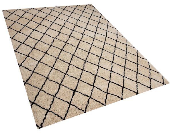 Koberec béžová a čierna polyester 160 x 230 cm geometrický vzor moderný štýl obývačka spálňa