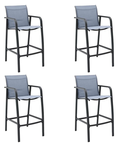 Záhradné barové stoličky 4 ks sivé textilén