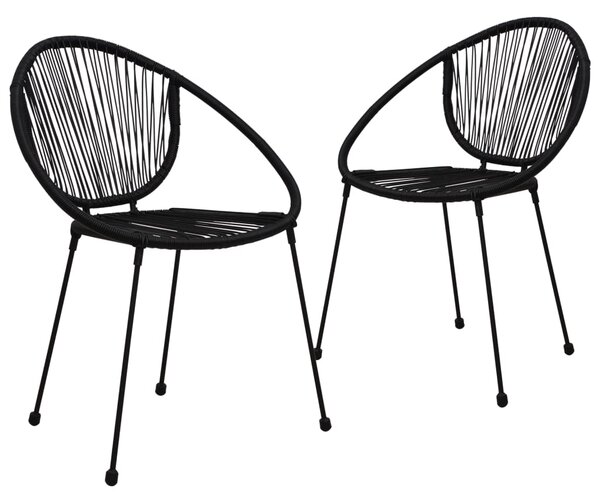Záhradné stoličky 2 ks čierne PVC ratanové