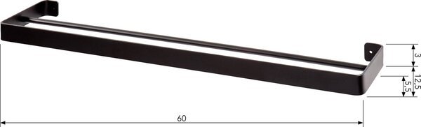 Nástenný vešiak na uteráky HANDY 60x12,5 cm, čierny