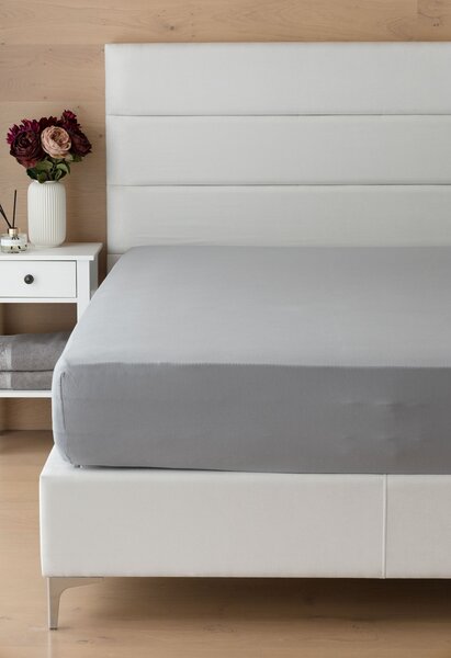 Prestieradlo Světle šedé INTERLOCK Jersey interlock 90-100 x 200-220/35